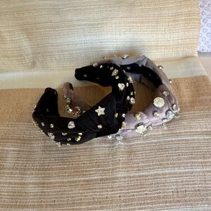 Lele Sadoughi Black and Gray Embellished Headbands